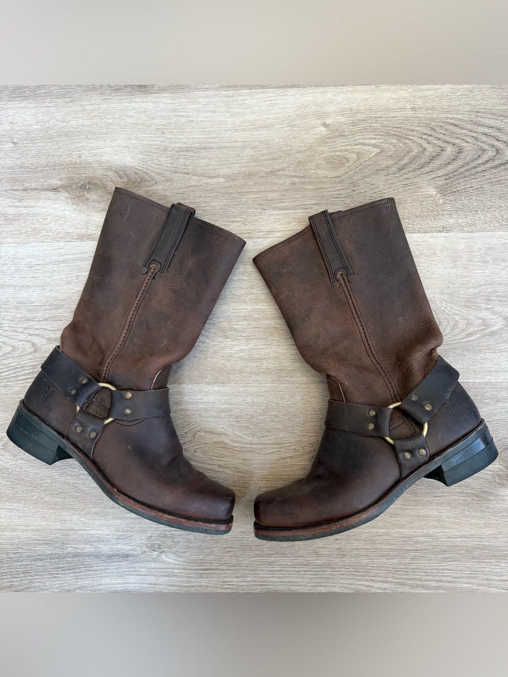 VTG Frye Harness 12R USA Made Engineer Boots Mens 8.5 Brown Leather Biker 87350